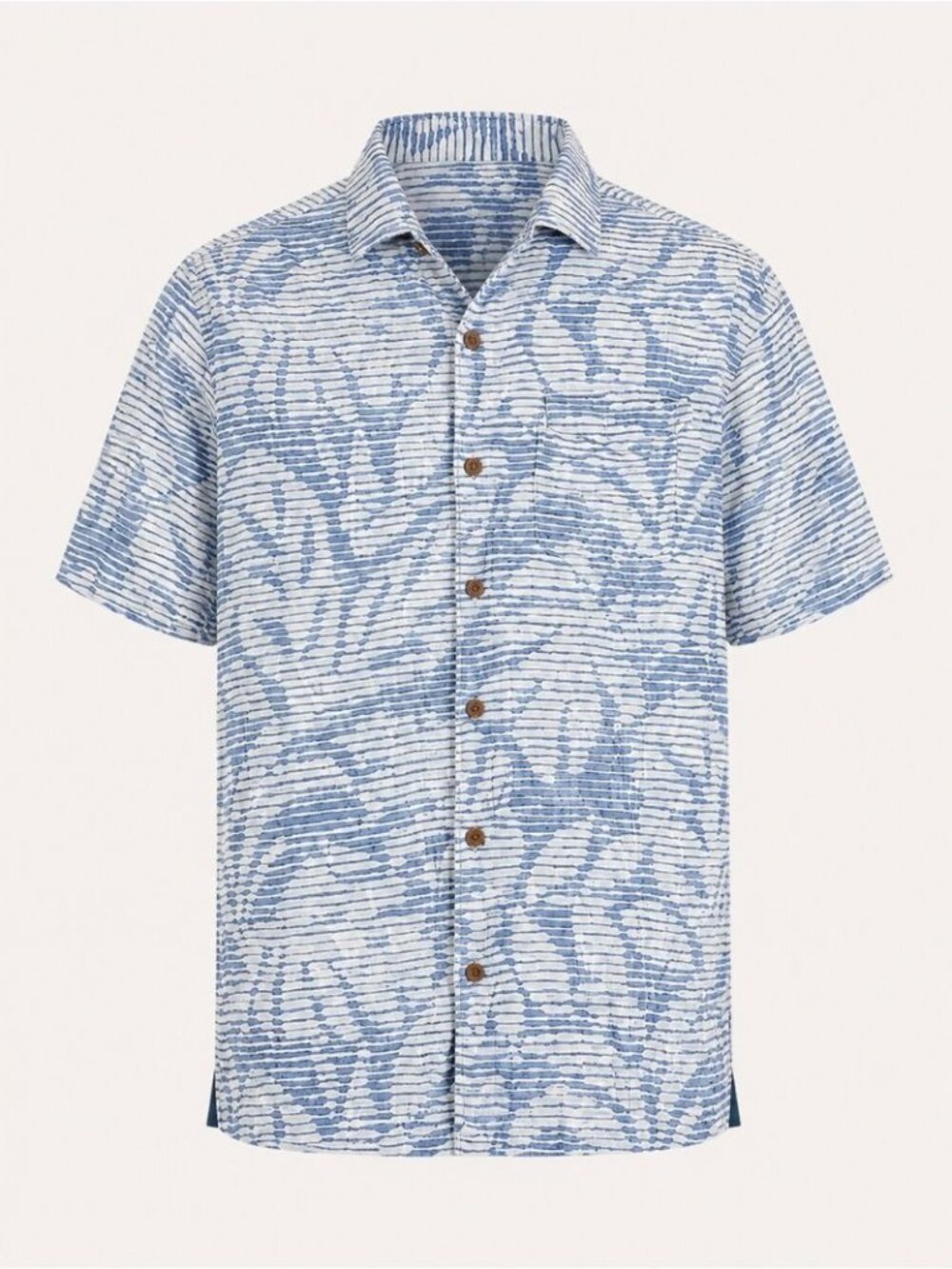 Tommy Bahama Blue White Print Silk Shirt Small Resort Hawaiian Vacation Casual